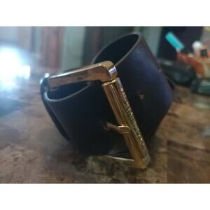 Michael Kors Dark Brown Faux Leather Gold Buckle Belt Size Small